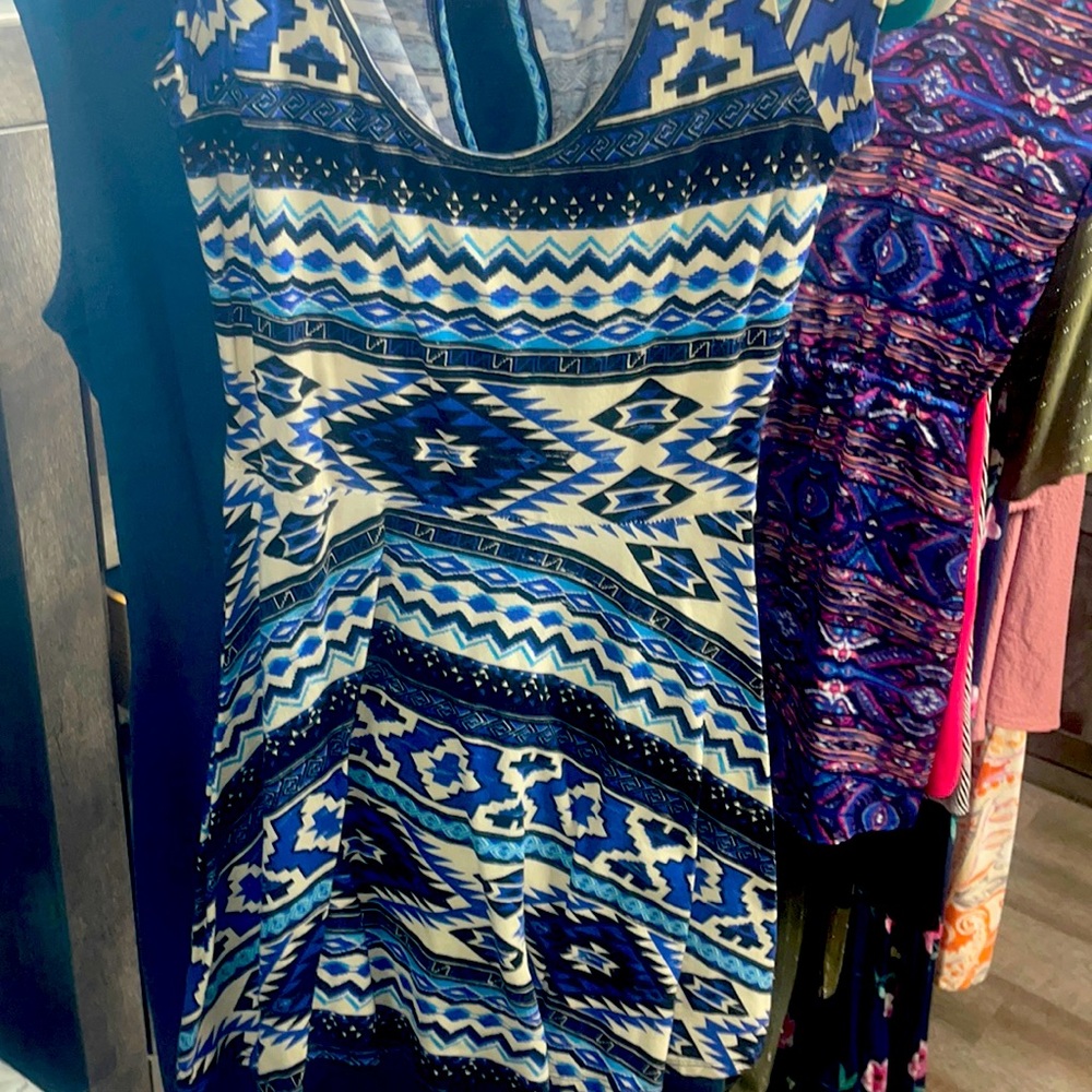 Banana Lemon brand short sleeve cotton with aztec design dress